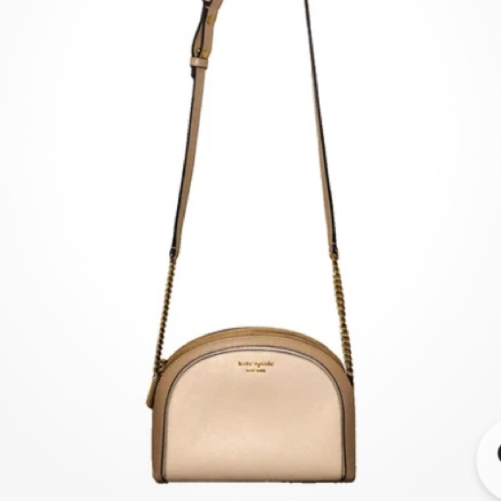 kate spade Tan and Cream Leather Round Crossbody Bag